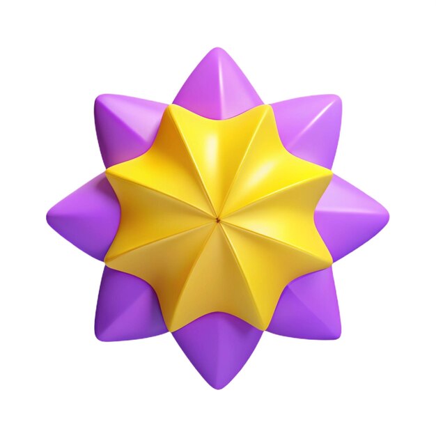 a purple star shaped object with yellow star on it