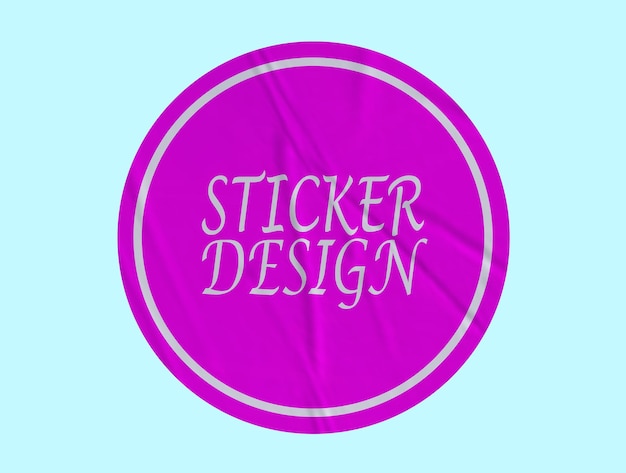 Purple Sticker Mockup Design PSD Template