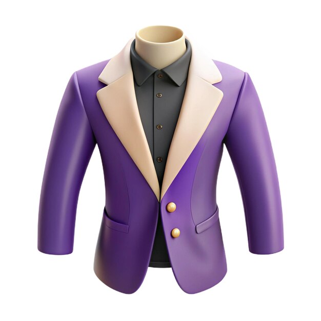 a purple suit with a purple blazer and a black shirt on the front