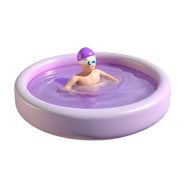 a purple swimming pool with a purple water slide that says quot no swimming quot