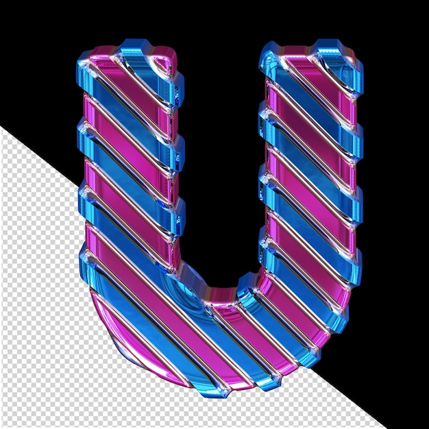 Purple symbol with blue diagonal straps letter u