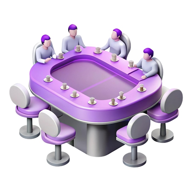 a purple table with people sitting at it and a purple table with a purple tablecloth on it