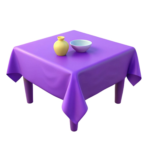 PSD a purple tablecloth with two bowls and two bowls on it