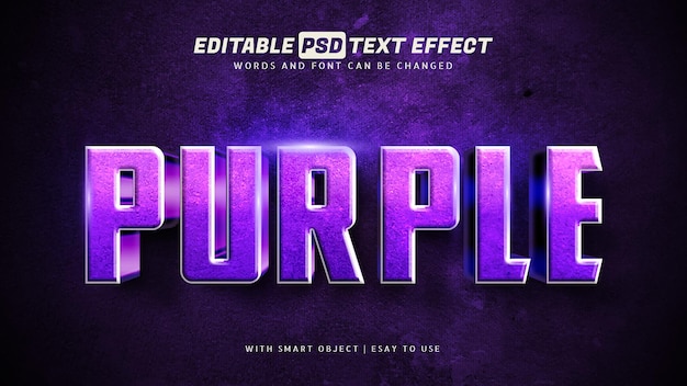 Purple text effect 3d style editable