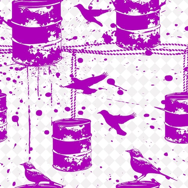 PSD a purple tin can with birds flying around it