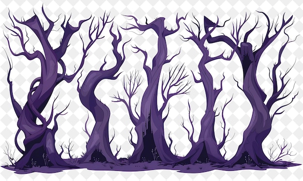 a purple tree with a white background with a bear in the middle