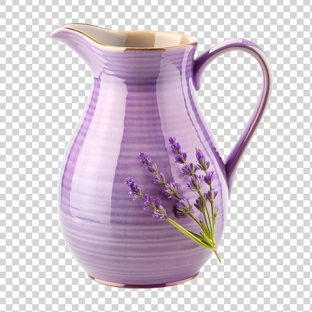 A purple vase with a purple flower in it on transparent background