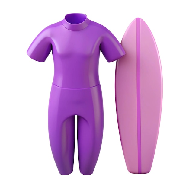 PSD a purple wet suit with a purple board with a purple suit on it