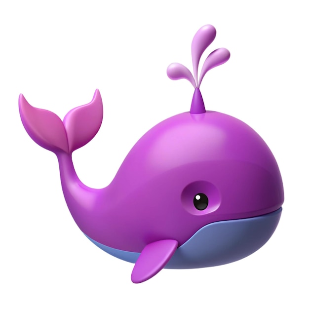 PSD a purple whale with a pink nose and a pink whale on the bottom