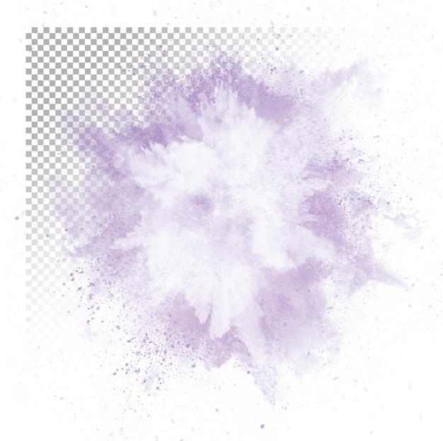 A purple and white paint splatter with a transparent background