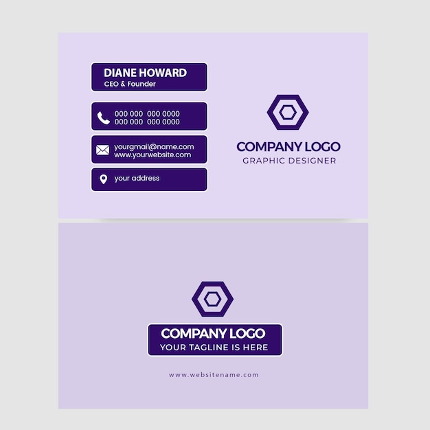 a purple and white professional business card