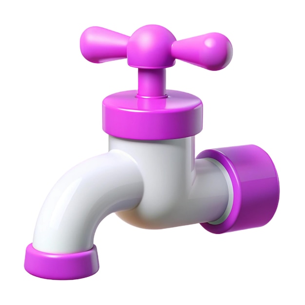 PSD a purple and white spouted water faucet with pink cap