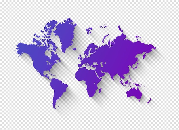 Purple world map illustration on a transparent background