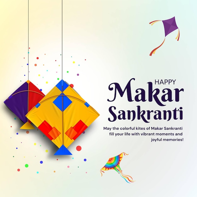 Purple and Yellow Modern Happy Makar Sankranti Instagram Post