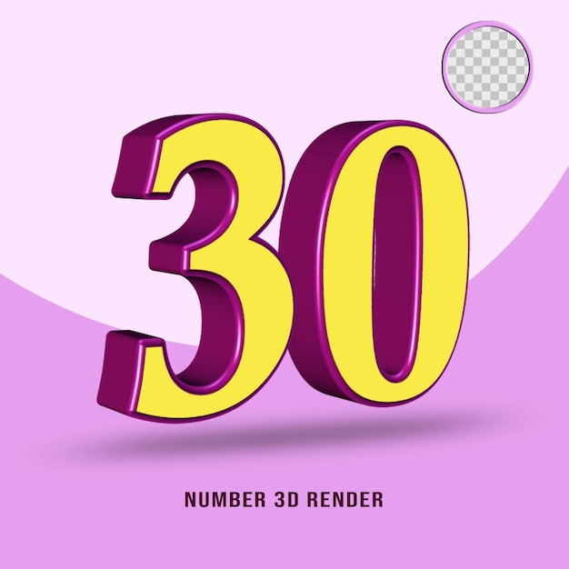 A purple and yellow number 30 with a purple background