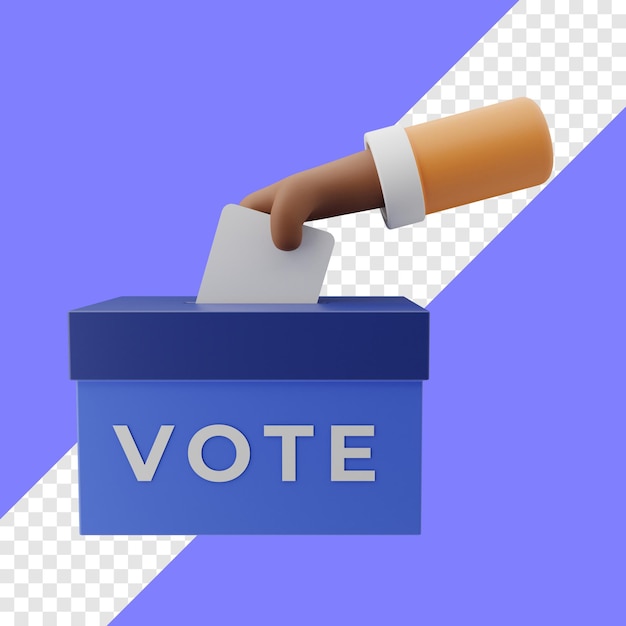 Put the ballot into the ballot box 3d illustration