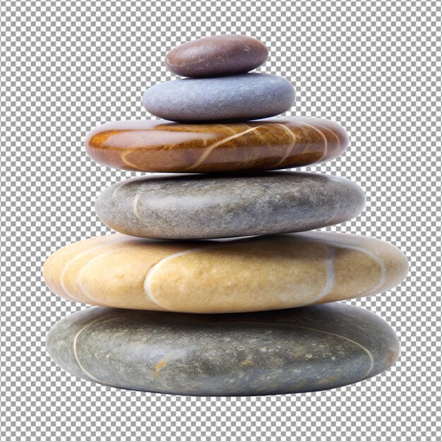 PSD pyramid of 6 zen stones pebble rock white background