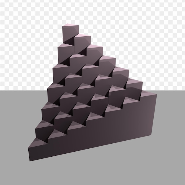 A pyramid of cubes that are stacked up and the number 9 is on the bottom.