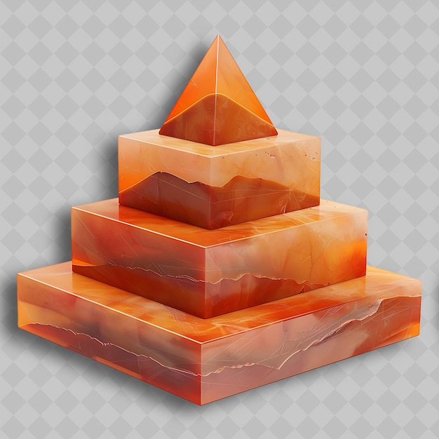 PSD a pyramid of orange cubes with a triangle on the top