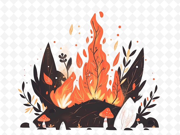 PSD pyrokinetics controlling fire design is rustic and earthy in flat illustration festival theme art