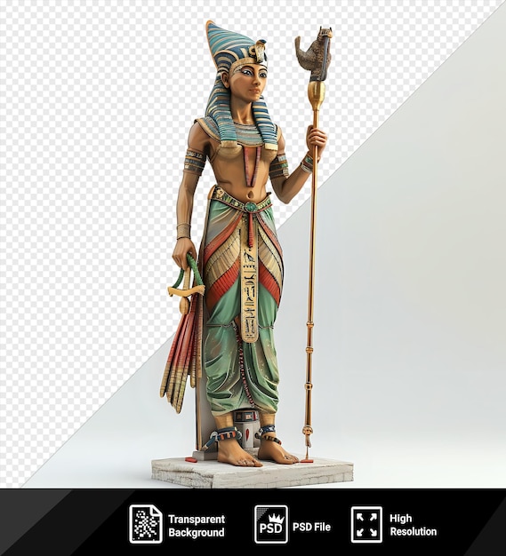 qetesh egyptian goddess figurine holding a staff