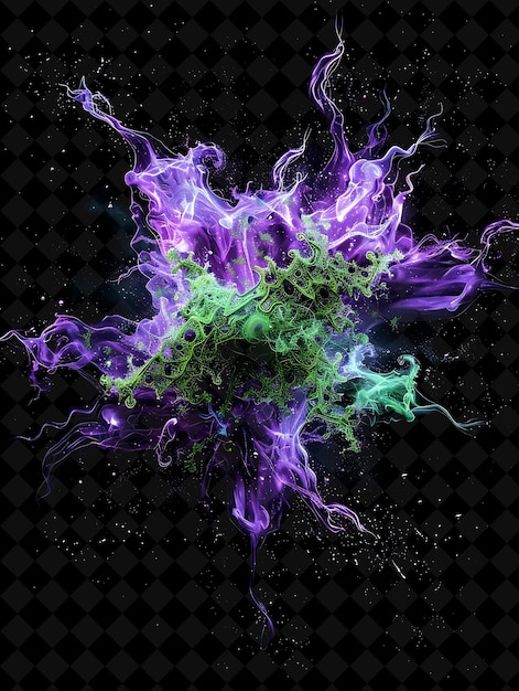 Quantum Entanglement Explosion With Entangled Particles Supe PNG Neon Effect on Dark Background