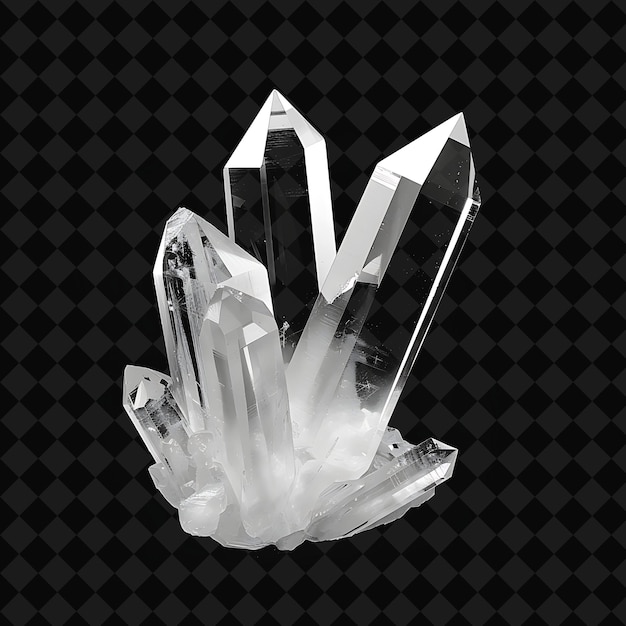 PSD quartz crystal with hexagonal shape and clear colorless hue png neon object on dark background