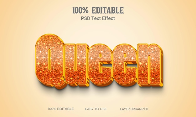 Queen 3D Text Effect Editable File