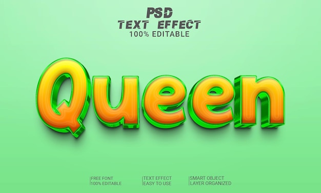 Queen 3D Text Effect PSD File