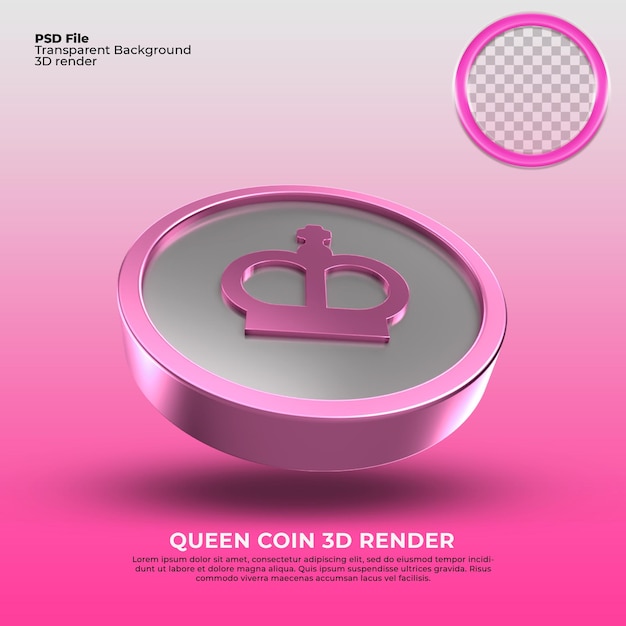 Queen Coin Luxury 3d Render