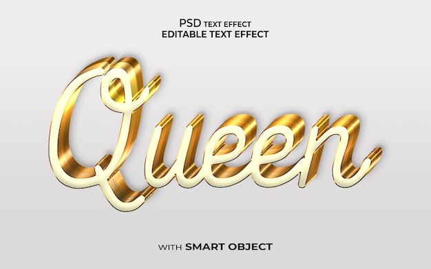 Queen text effect 3d style mockup font effect