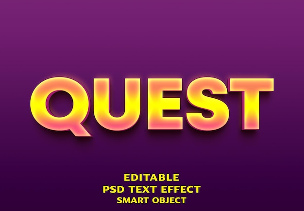 PSD quest 3d text effect design