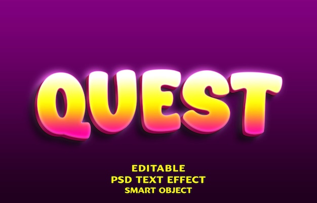 quest 3d text effect design