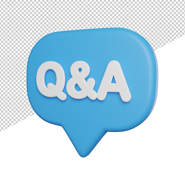 Question And Answer side view 3d rendering icon illustration on transparent background