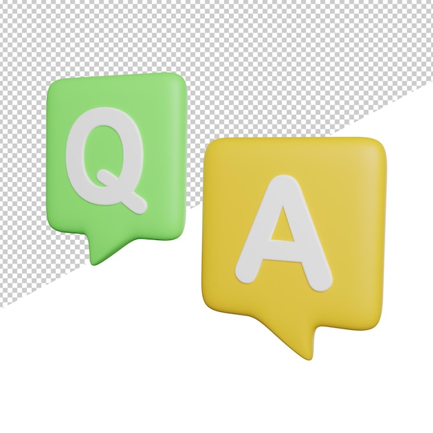 Question And Answer side view 3d rendering icon illustration on transparent background