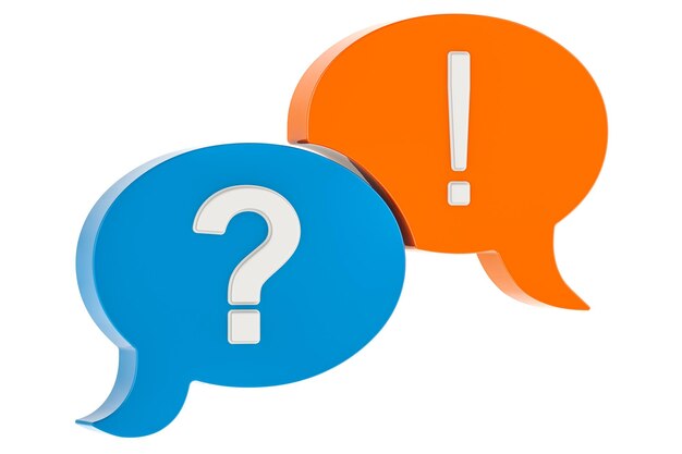 PSD question and answer speech bubbles 3d rendering isolated on transparent background