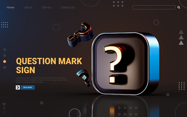 PSD question mark badge icon on dark background 3d render concept for asking confusion problem