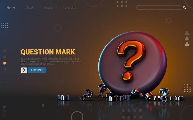 PSD question mark badge icon on dark background 3d render concept for asking confusion solution exam