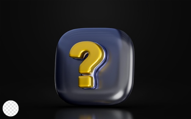 question mark badge sign on dark background 3d render concept for confusion problem