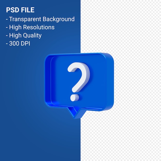 Question mark notification 3d icon isolated