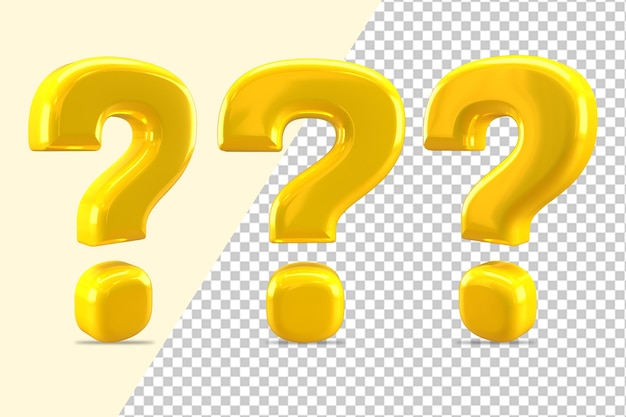 Question marks 3d icons on transparent background.