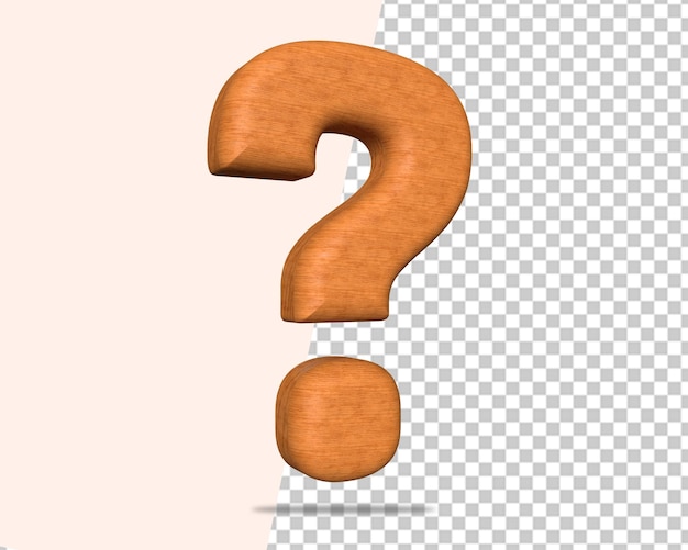 Question wooden icon 3d render