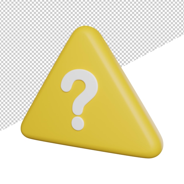 Questions Alert Sign side view 3d rendering icon illustration on transparent background