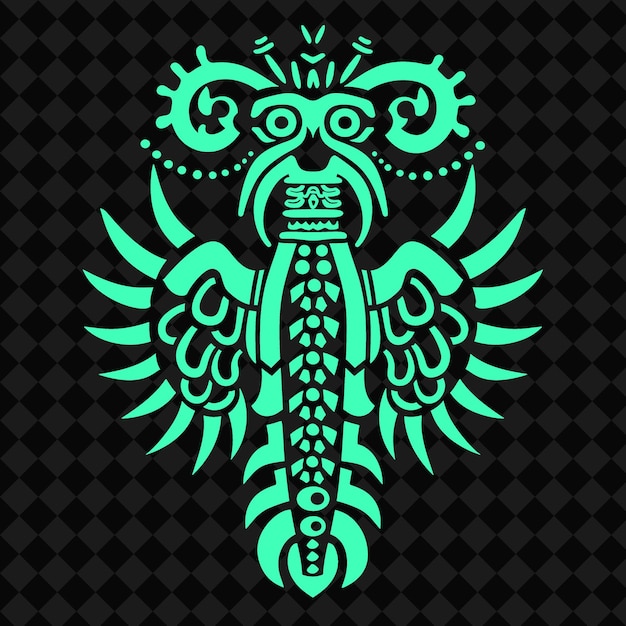 PSD quetzalcoatl with an ancient seal representing the feathered mexico culture symbol designs