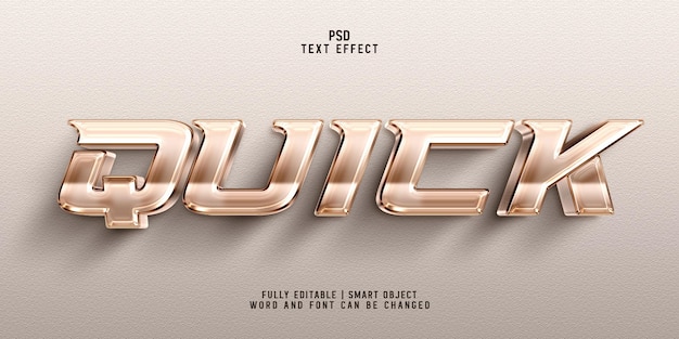 Quick text 3d golden metallic text effect style