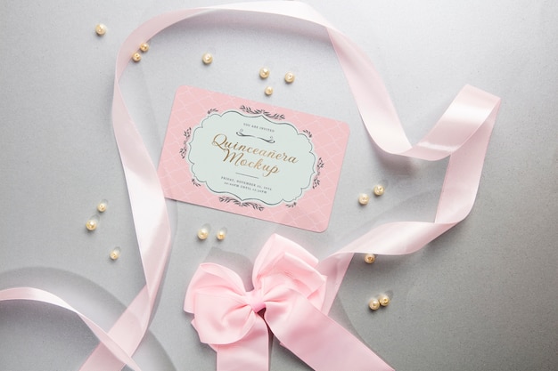 PSD quinceanera invitation mockup design