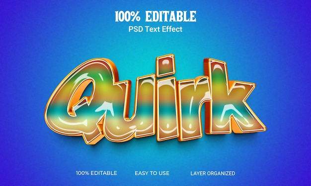 Quirk 3D Text Effect Editable Text Style PSD File