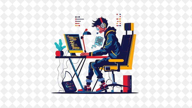 Quirky Programmer With Characters Coding and Debugging Softw PNG People in Daily Work Illustration