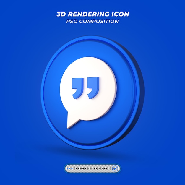 Quotation Mark Icon in 3D Rendering