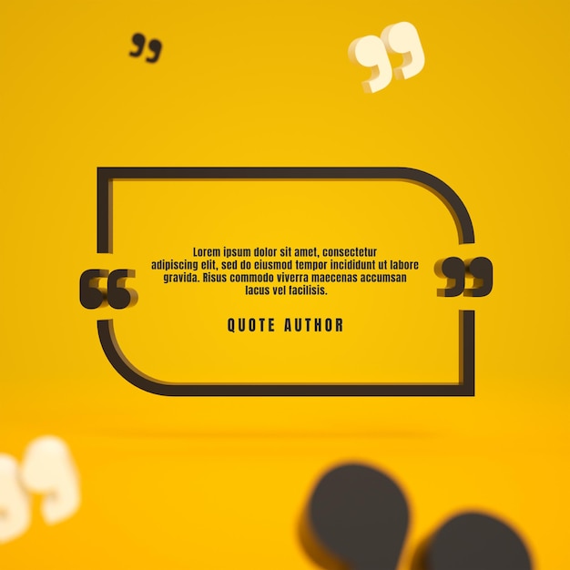 Quote testimonial web template design with speech bubble or box and editable text for social media